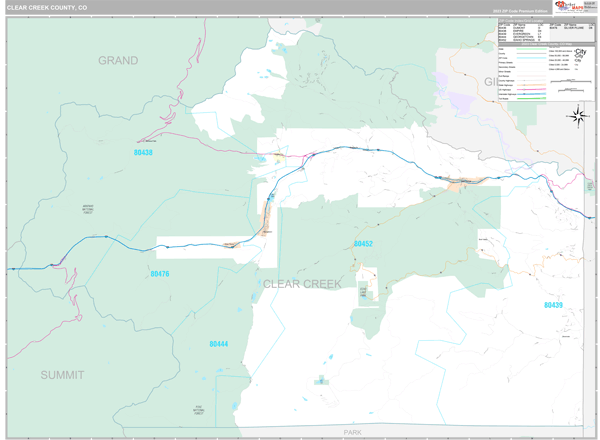 Clear Creek County, CO Carrier Route Wall Map